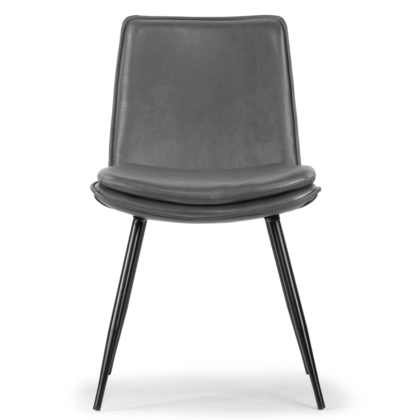 Set of 2 Avalon Grey Faux Leather Dining Chair with Black Metal Legs