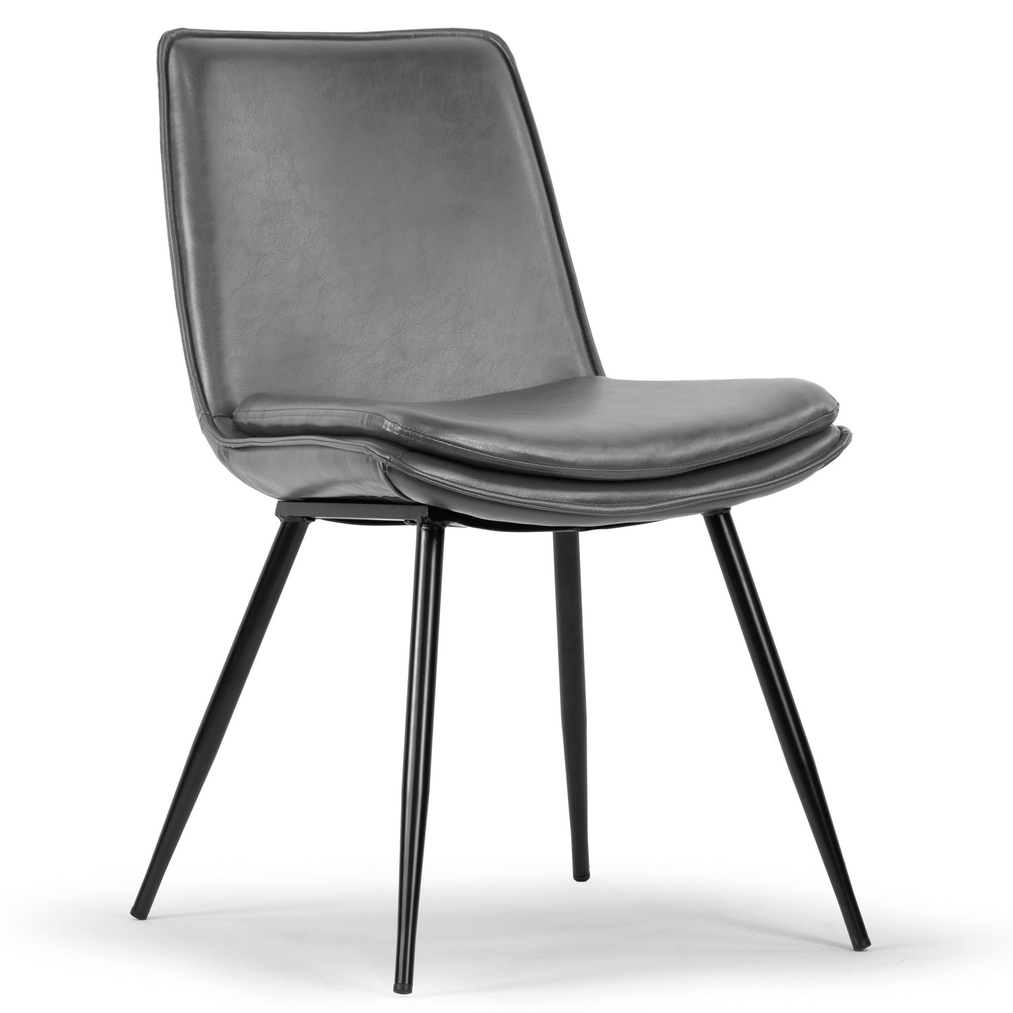 Set of 2 Avalon Grey Faux Leather Dining Chair with Black Metal Legs