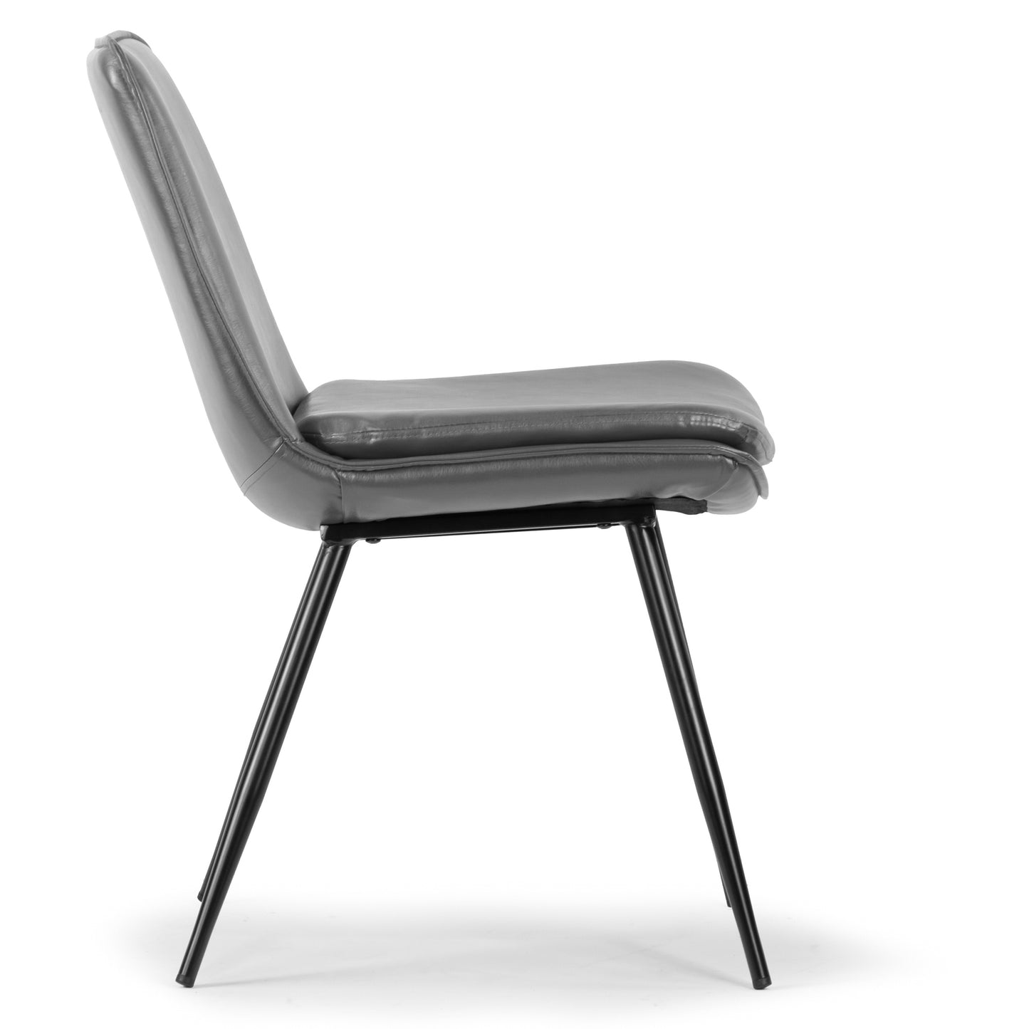 Set of 2 Avalon Grey Faux Leather Dining Chair with Black Metal Legs