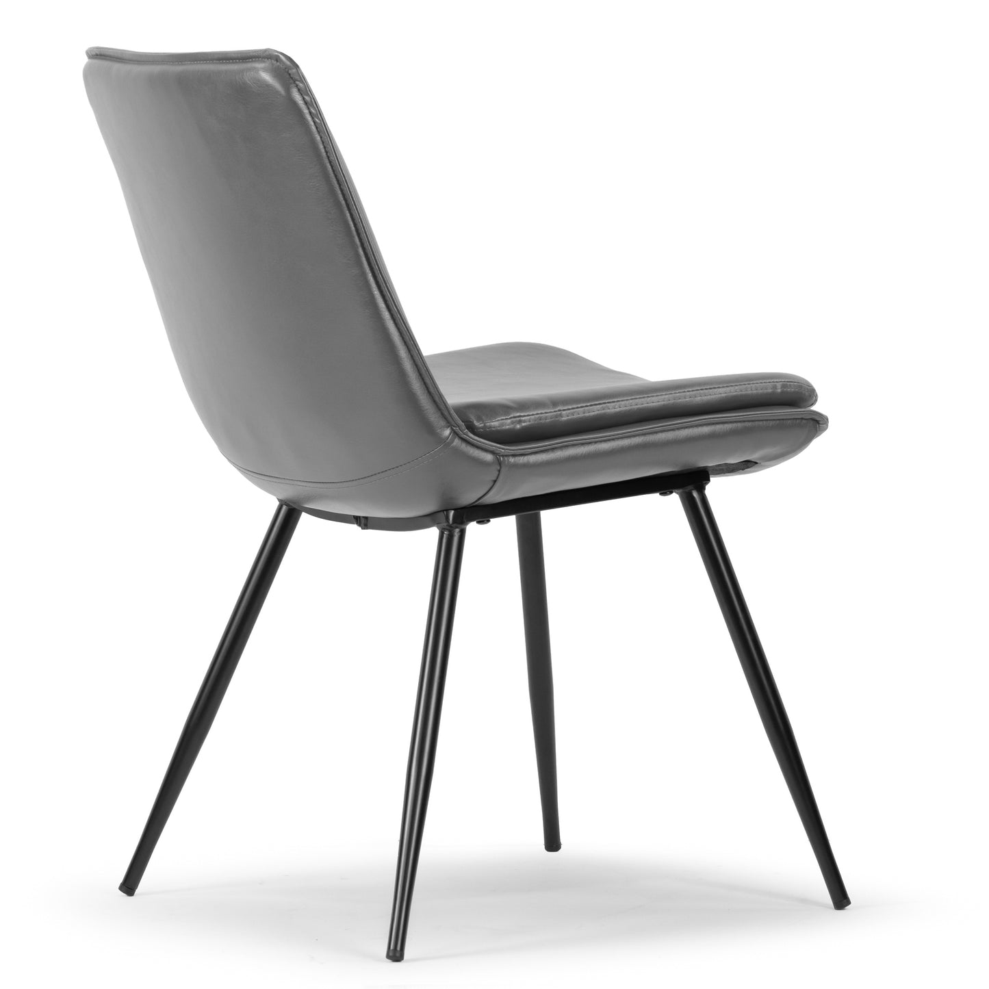 Set of 2 Avalon Grey Faux Leather Dining Chair with Black Metal Legs