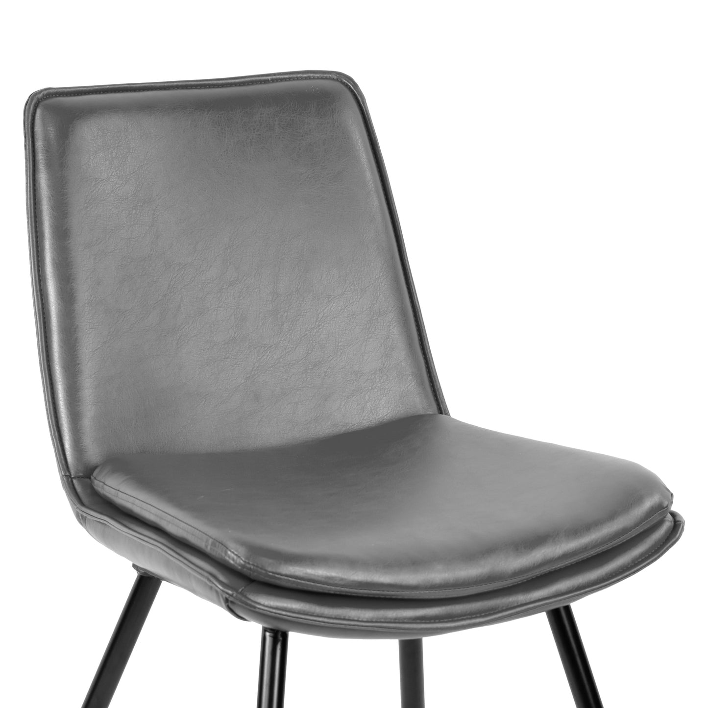 Set of 2 Avalon Grey Faux Leather Dining Chair with Black Metal Legs
