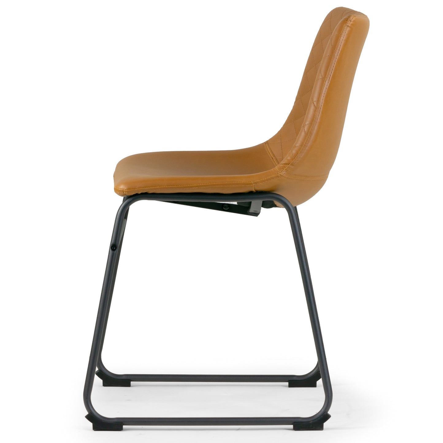 Set of 2 Ave Iron Frame Cappuccino Brown Faux Leather Dining Chair with Stitching