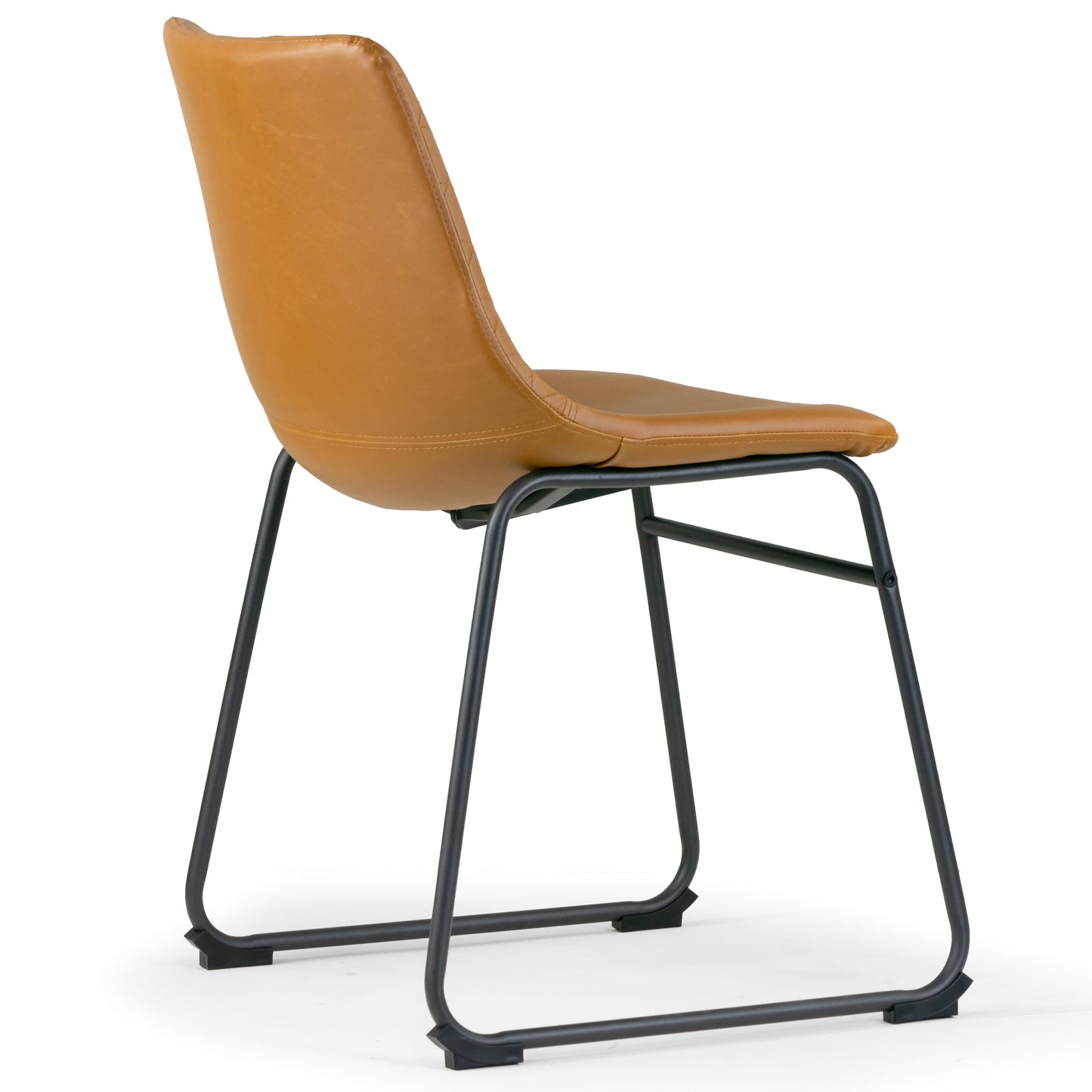 Set of 2 Ave Iron Frame Cappuccino Brown Faux Leather Dining Chair with Stitching