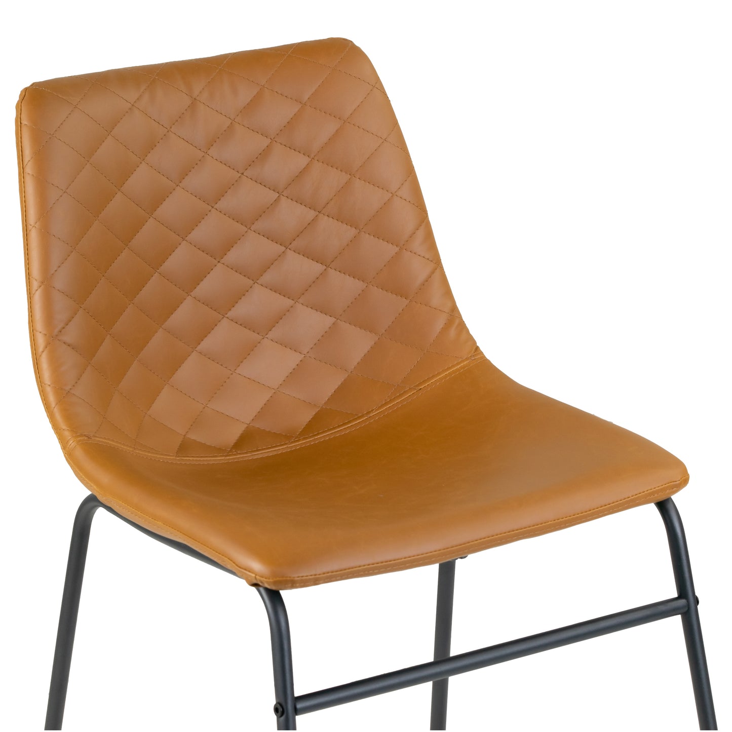 Set of 2 Ave Iron Frame Cappuccino Brown Faux Leather Dining Chair with Stitching