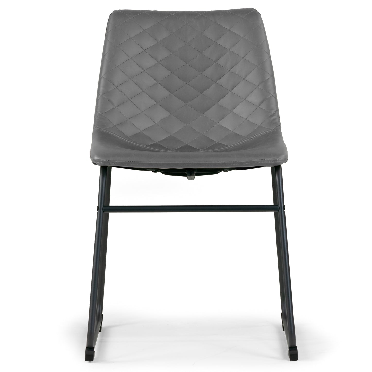 Set of 2 Ave Iron Frame Gray Faux Leather Dining Chair with Stitching