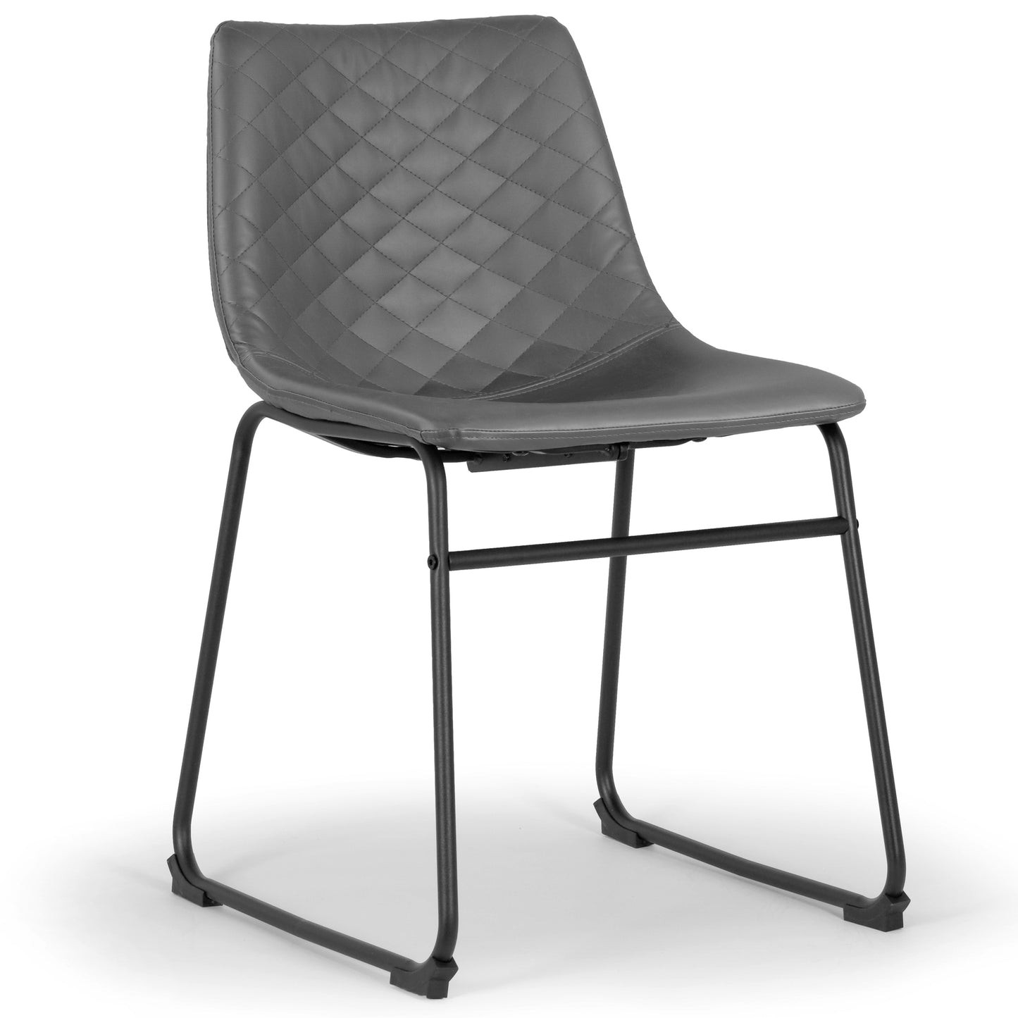 Set of 2 Ave Iron Frame Gray Faux Leather Dining Chair with Stitching