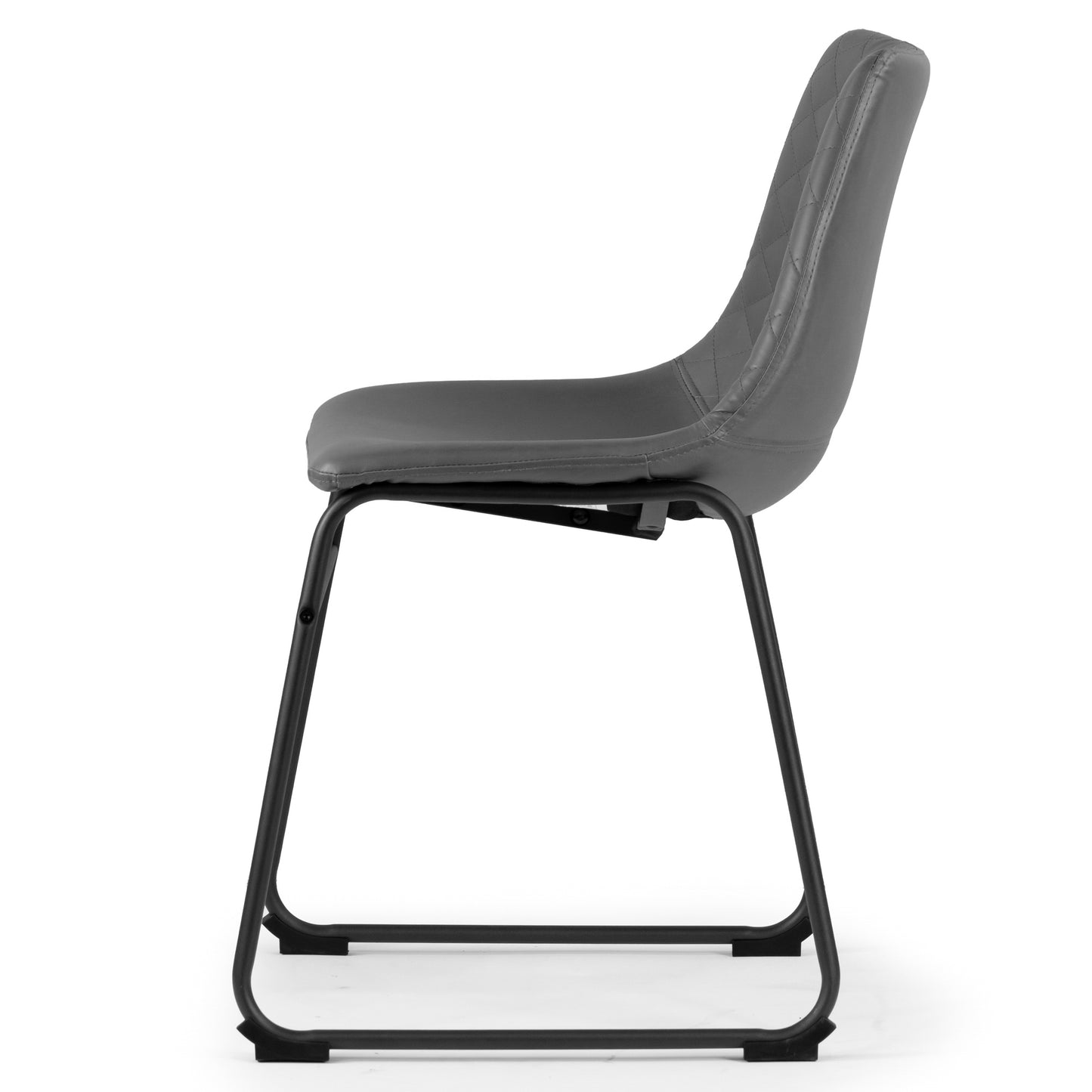 Set of 2 Ave Iron Frame Gray Faux Leather Dining Chair with Stitching