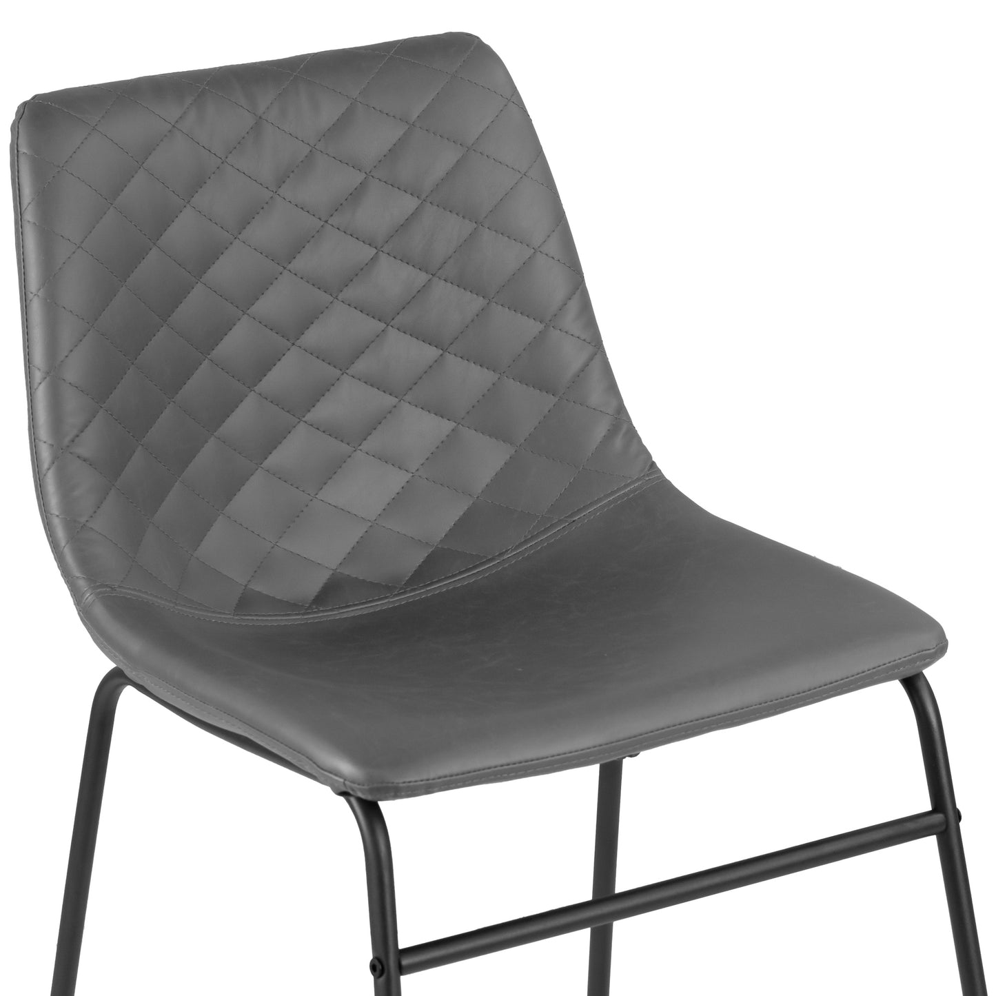 Set of 2 Ave Iron Frame Gray Faux Leather Dining Chair with Stitching