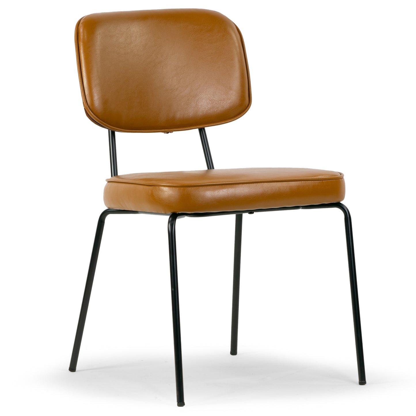 Set of 2 Aven Cappuccino Faux Leather Dining Chair with Black Metal Legs