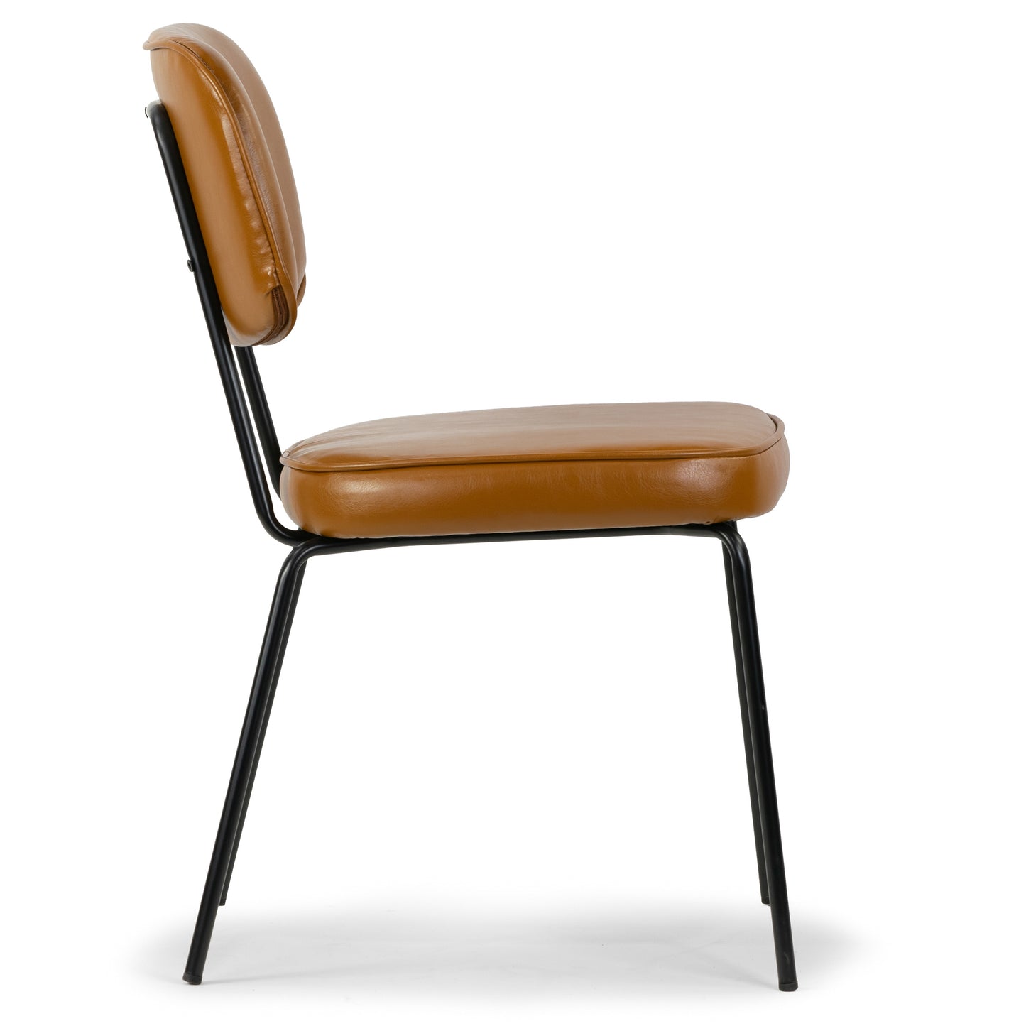 Set of 2 Aven Cappuccino Faux Leather Dining Chair with Black Metal Legs