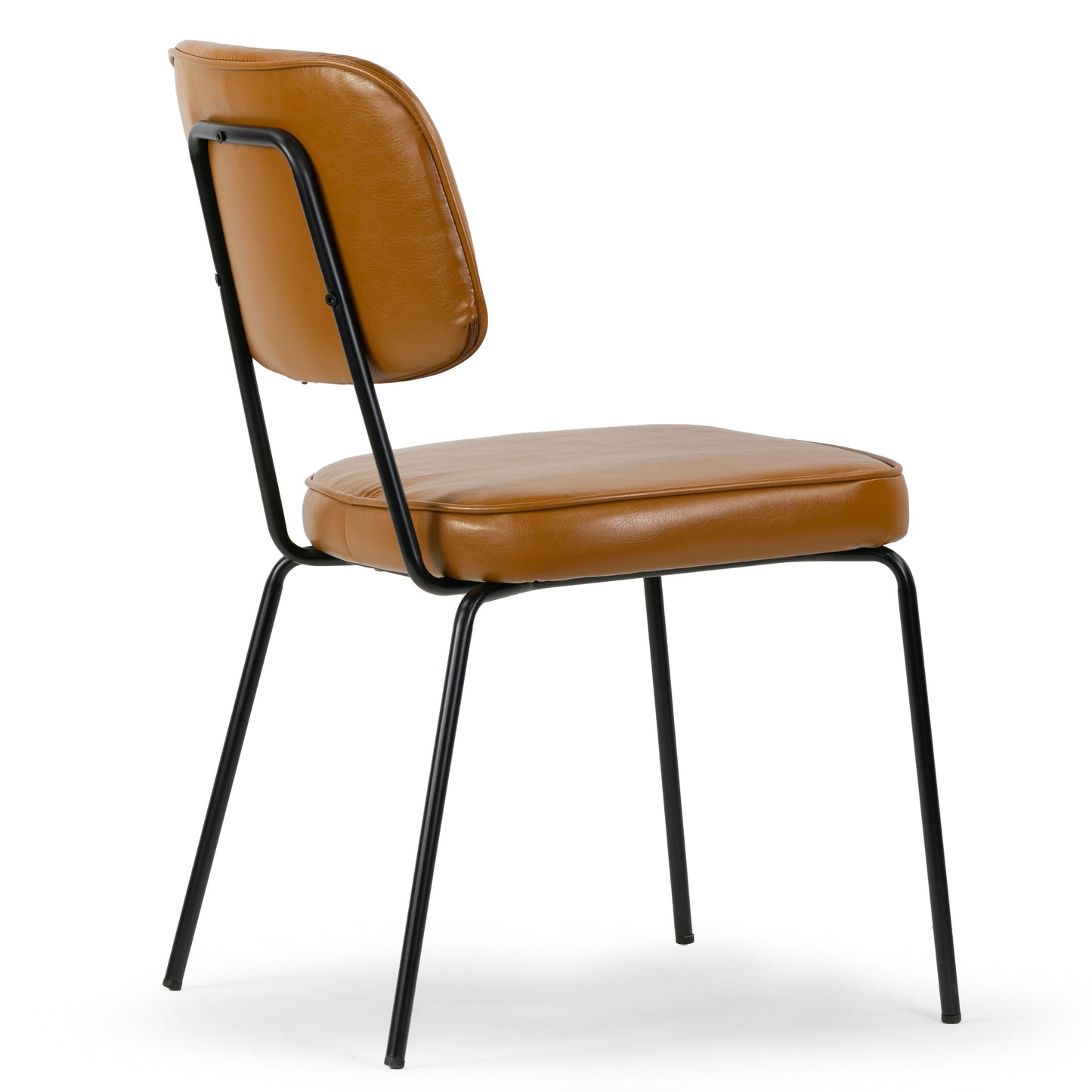 Set of 2 Aven Cappuccino Faux Leather Dining Chair with Black Metal Legs