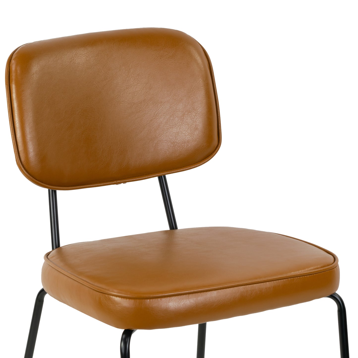 Set of 2 Aven Cappuccino Faux Leather Dining Chair with Black Metal Legs