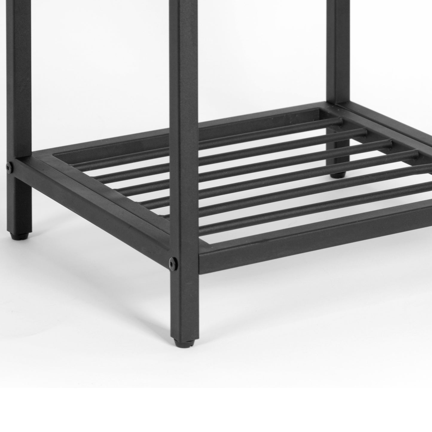 Ailis Brown Pine Wood Black Metal Frame End Table Accent Table