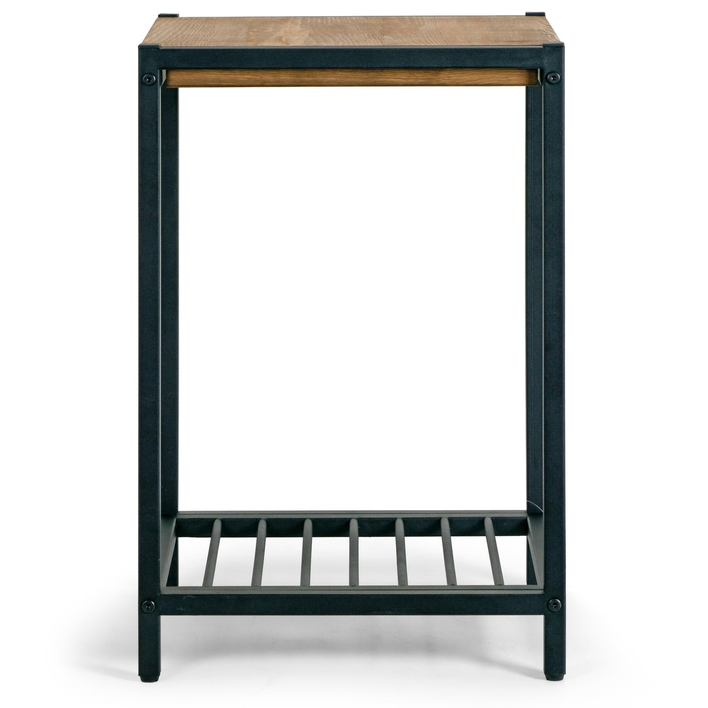 Ailis Brown Pine Wood Black Metal Frame End Table Accent Table