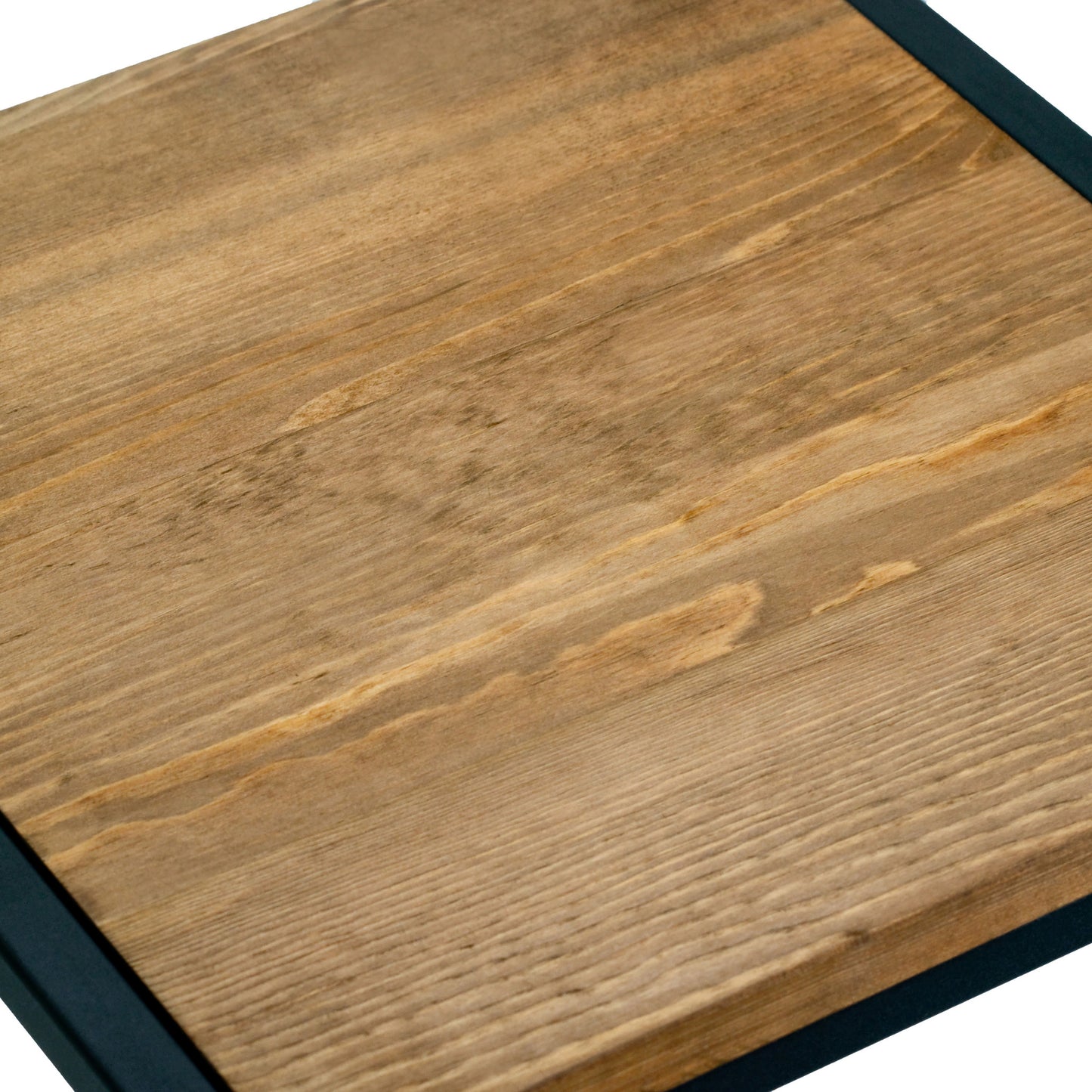 Ailis Brown Pine Wood Black Metal Frame End Table Accent Table