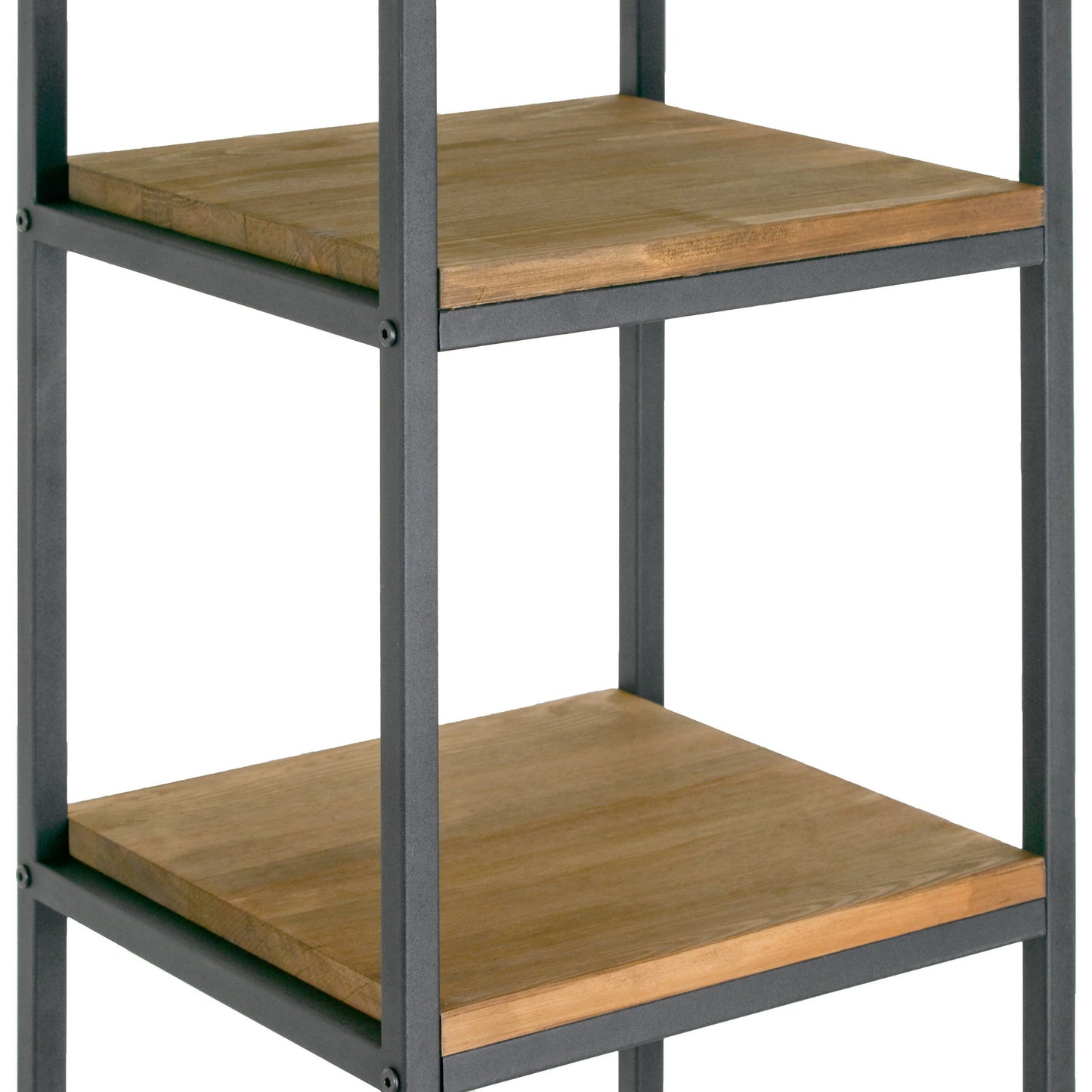 Ailis 57" Brown Pine Wood Shelf Etagere Bookcase Media Center with Metal Frame
