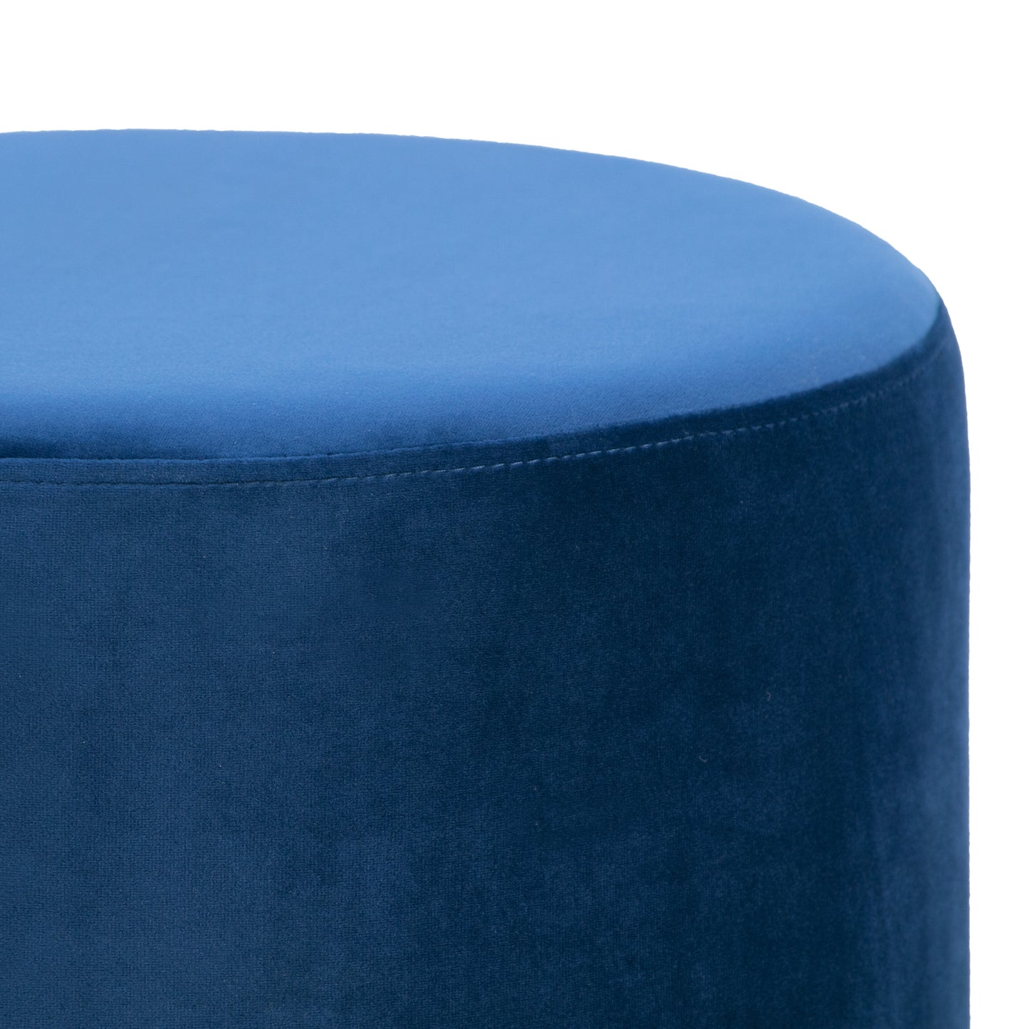 Anna Blue Velvet Round Footstool Ottoman with Golden Accent Base Small-Medium-Large Set