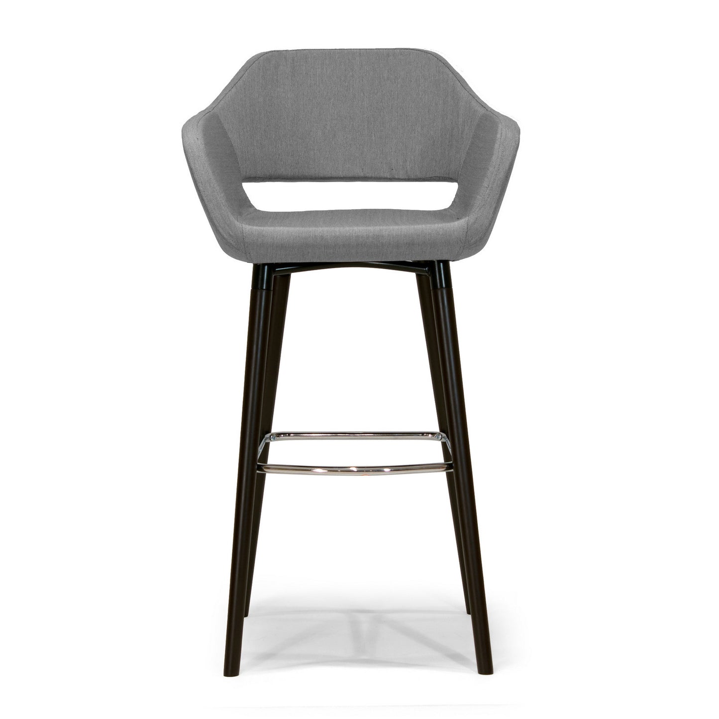 Adel Mid-century Retro Modern Grey Fabric Bar Stool with Beech Legs (Set of 2)