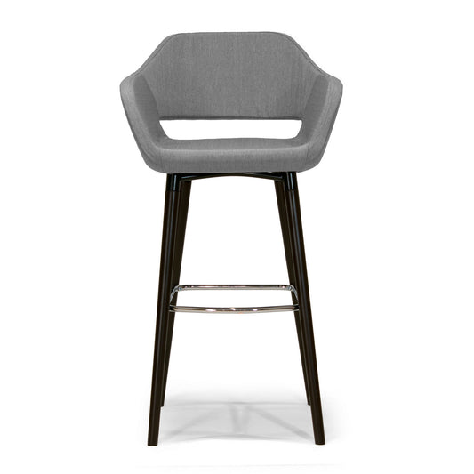 Adel Mid-century Retro Modern Grey Fabric Bar Stool with Beech Legs (Set of 2)