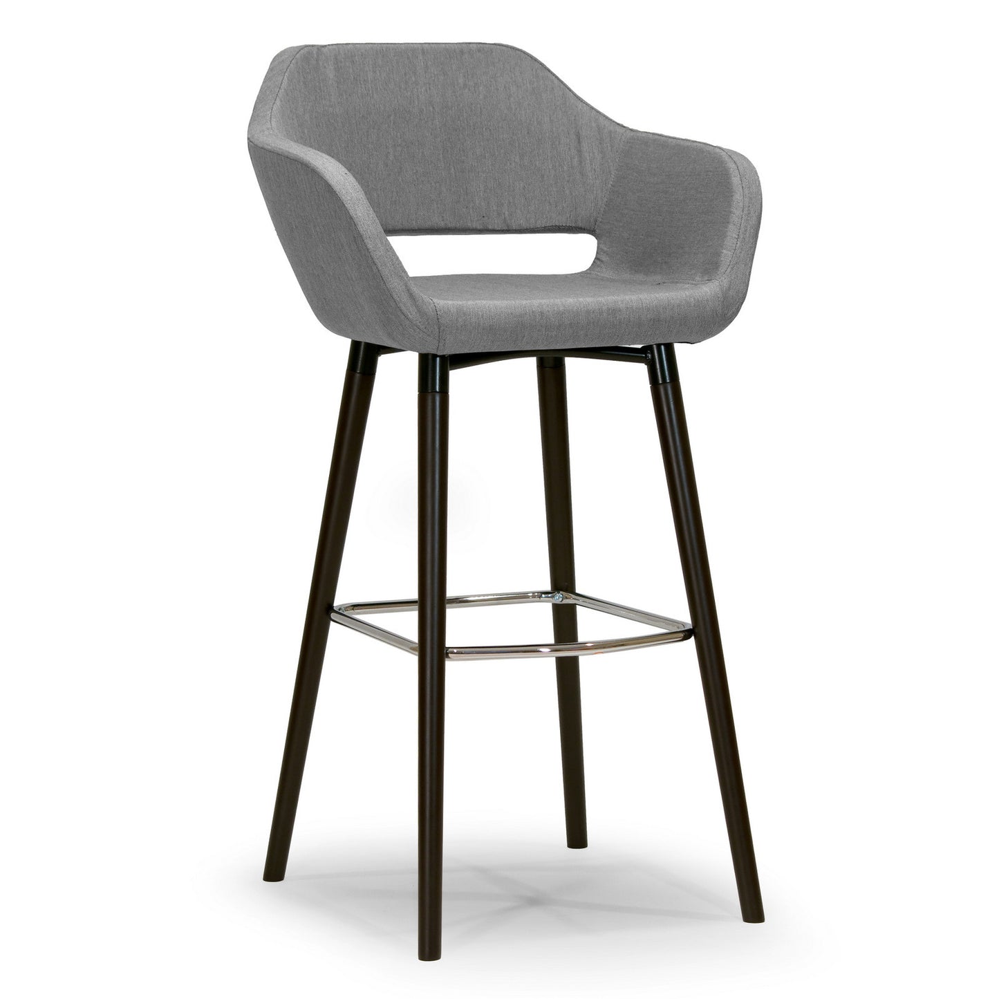 Adel Mid-century Retro Modern Grey Fabric Bar Stool with Beech Legs (Set of 2)
