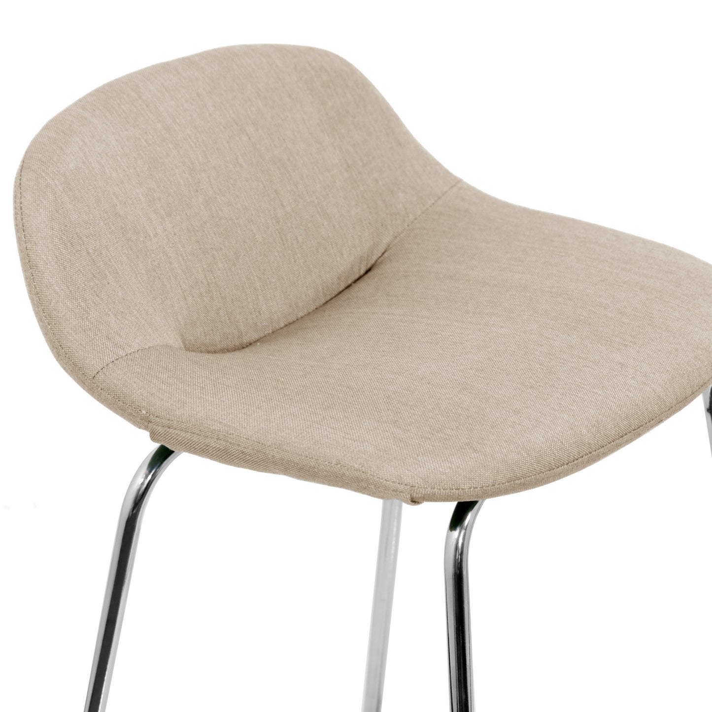 Set of 2 Agalia Modern Cream Fabric Chrome Frame Low Back Bar Stool