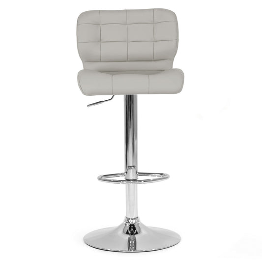 Set of 2 Adler Ashy Color Light Taupe Faux Leather Adjustable Height Bar Stool