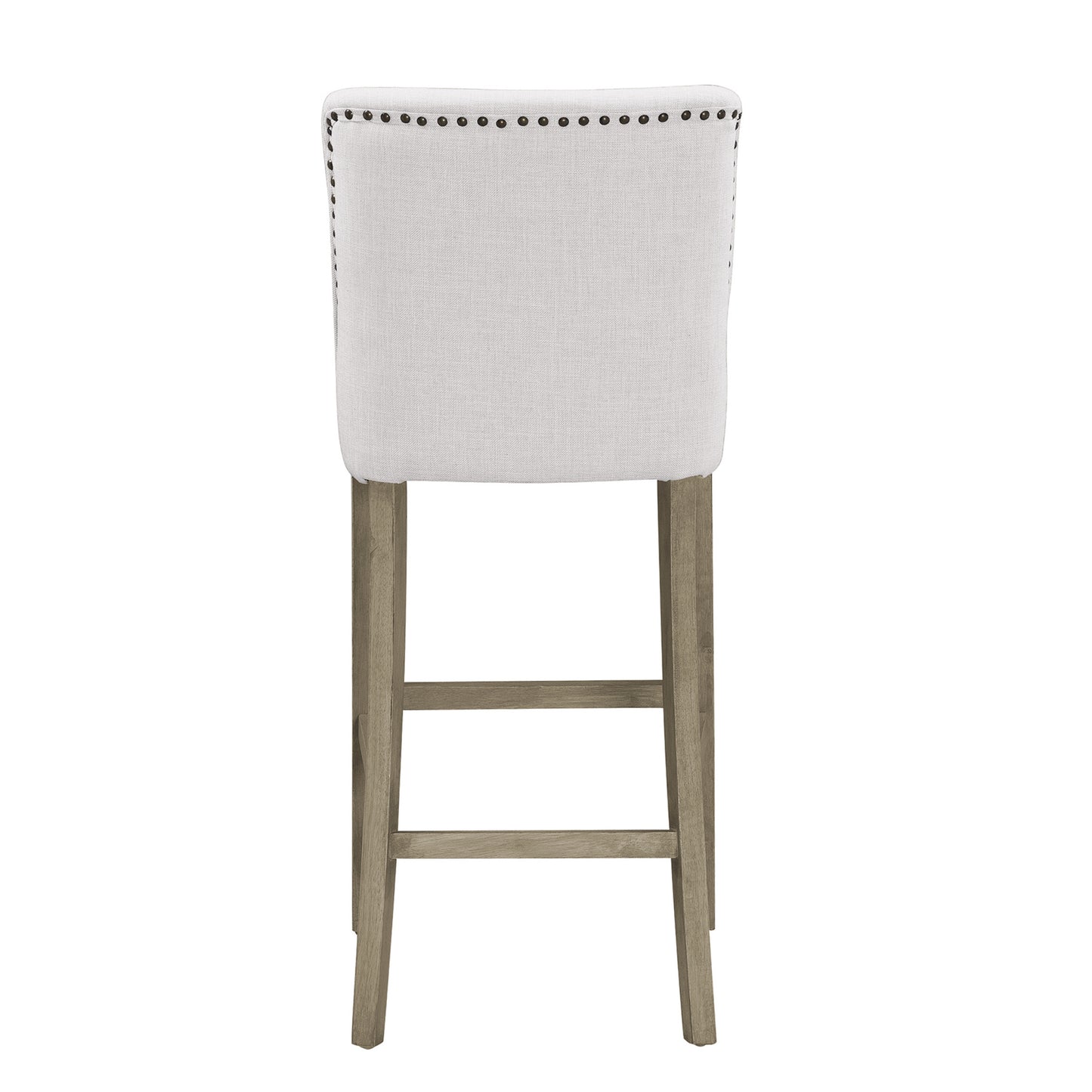 Set of 2 Aleco Beige Fabric Bar Stool with Metal Nail Head Accents