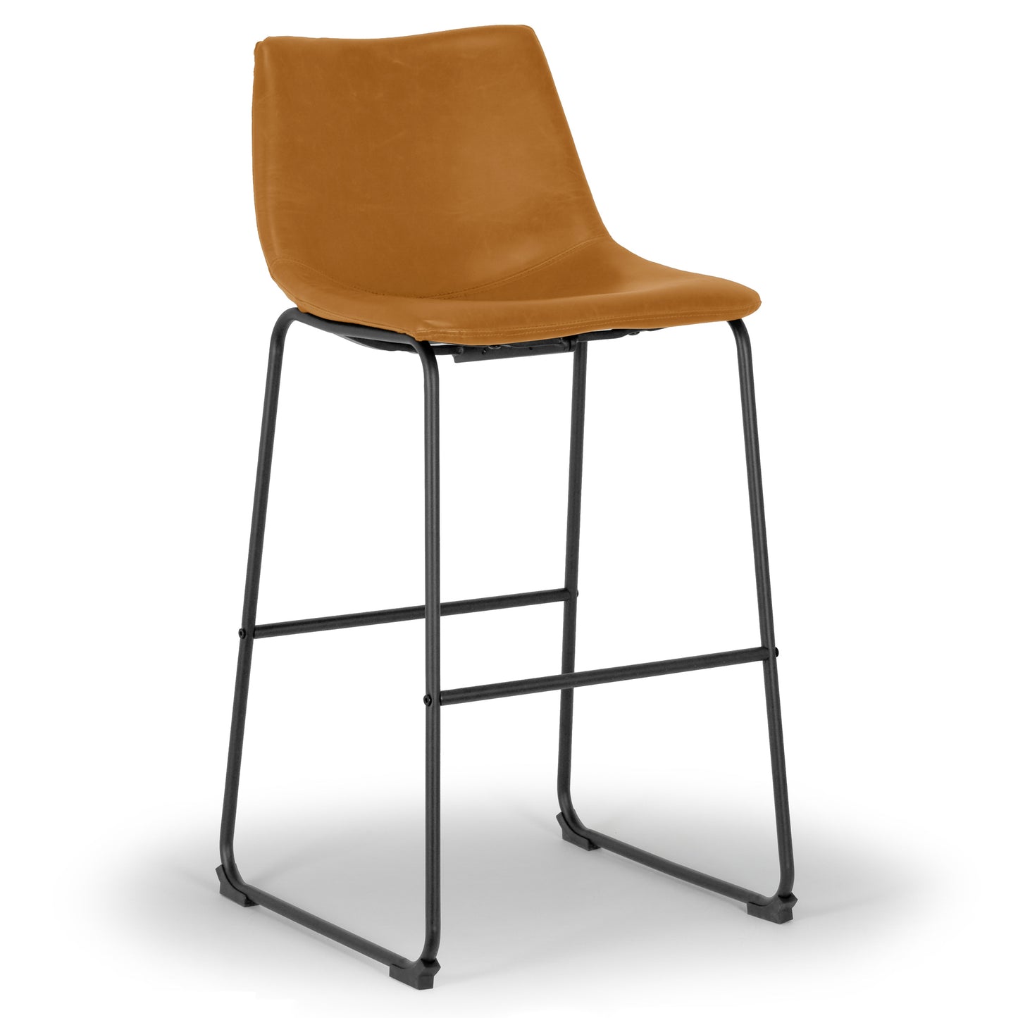 Set of 2 Adan Iron Frame Vintage Cappuccino Faux Leather Bar Stool
