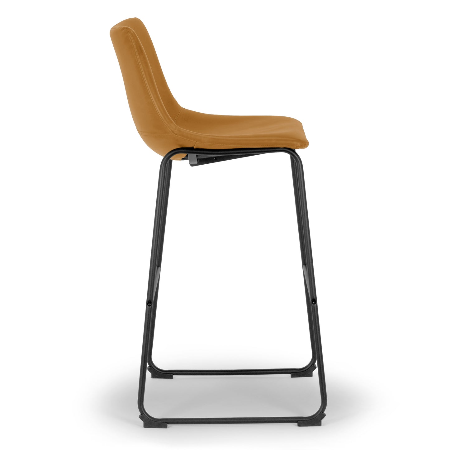Set of 2 Adan Iron Frame Vintage Cappuccino Faux Leather Bar Stool