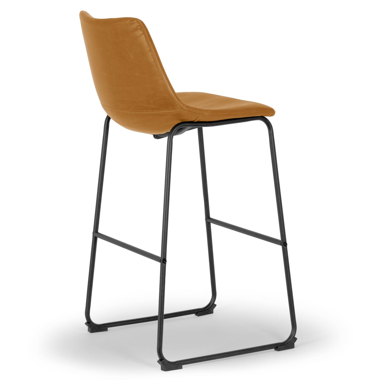 Set of 2 Adan Iron Frame Vintage Cappuccino Faux Leather Bar Stool