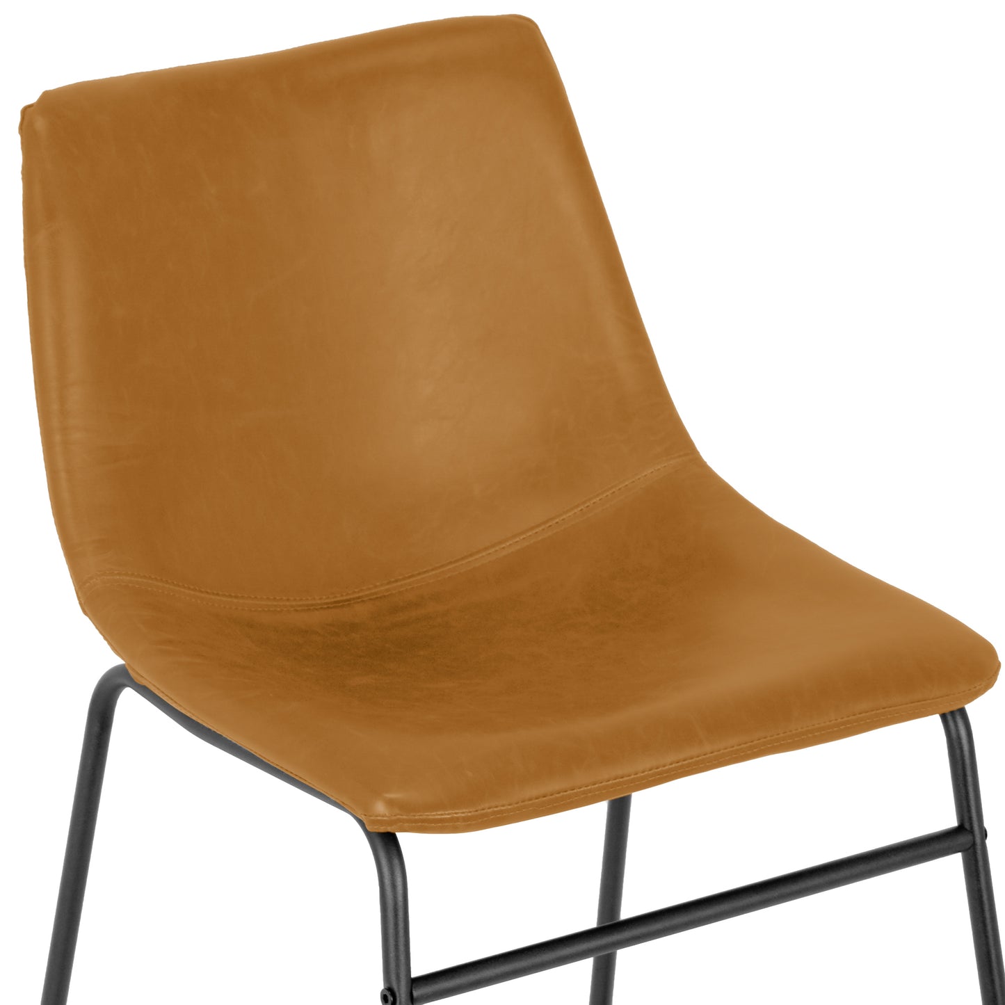 Set of 2 Adan Iron Frame Vintage Cappuccino Faux Leather Bar Stool