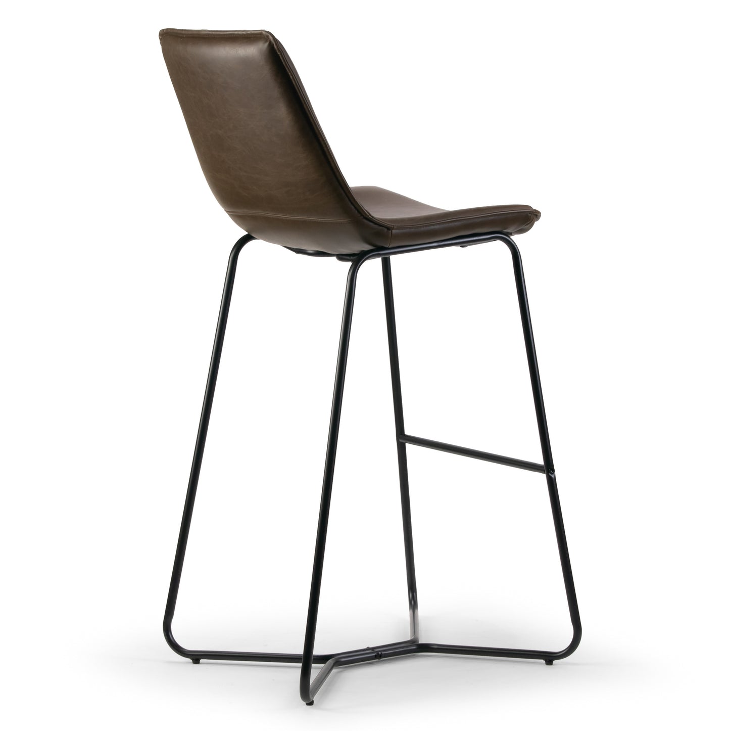 Set of 2 Amery Iron Frame Vintage Brown Faux Leather Bar Stool