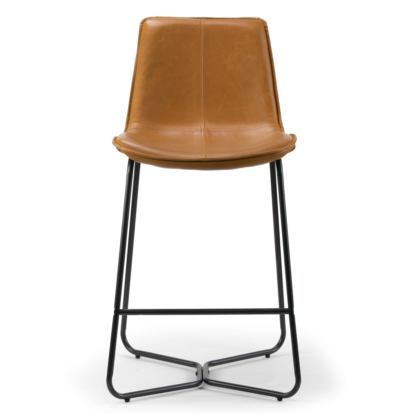 Set of 2 Amery Iron Frame Vintage Cappuccino Faux Leather Counter Stool