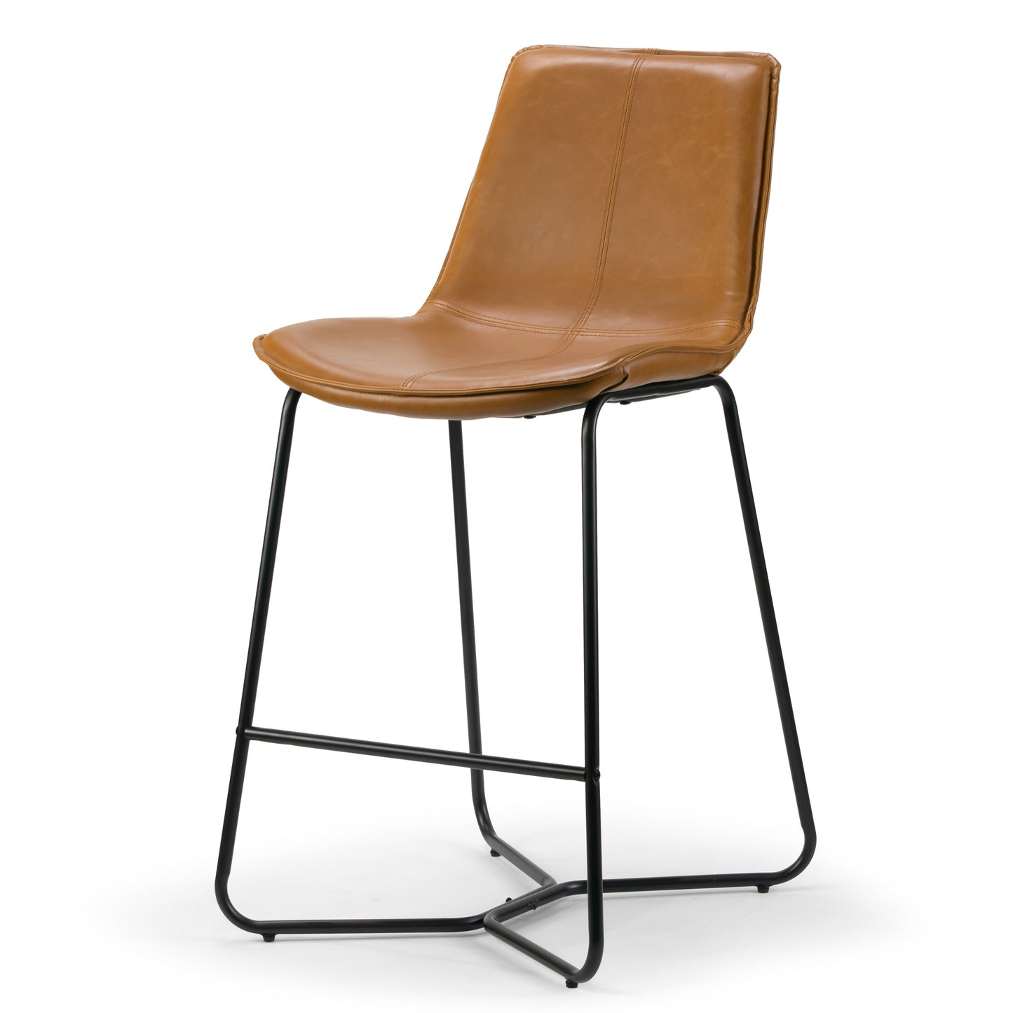 Set of 2 Amery Iron Frame Vintage Cappuccino Faux Leather Counter Stool