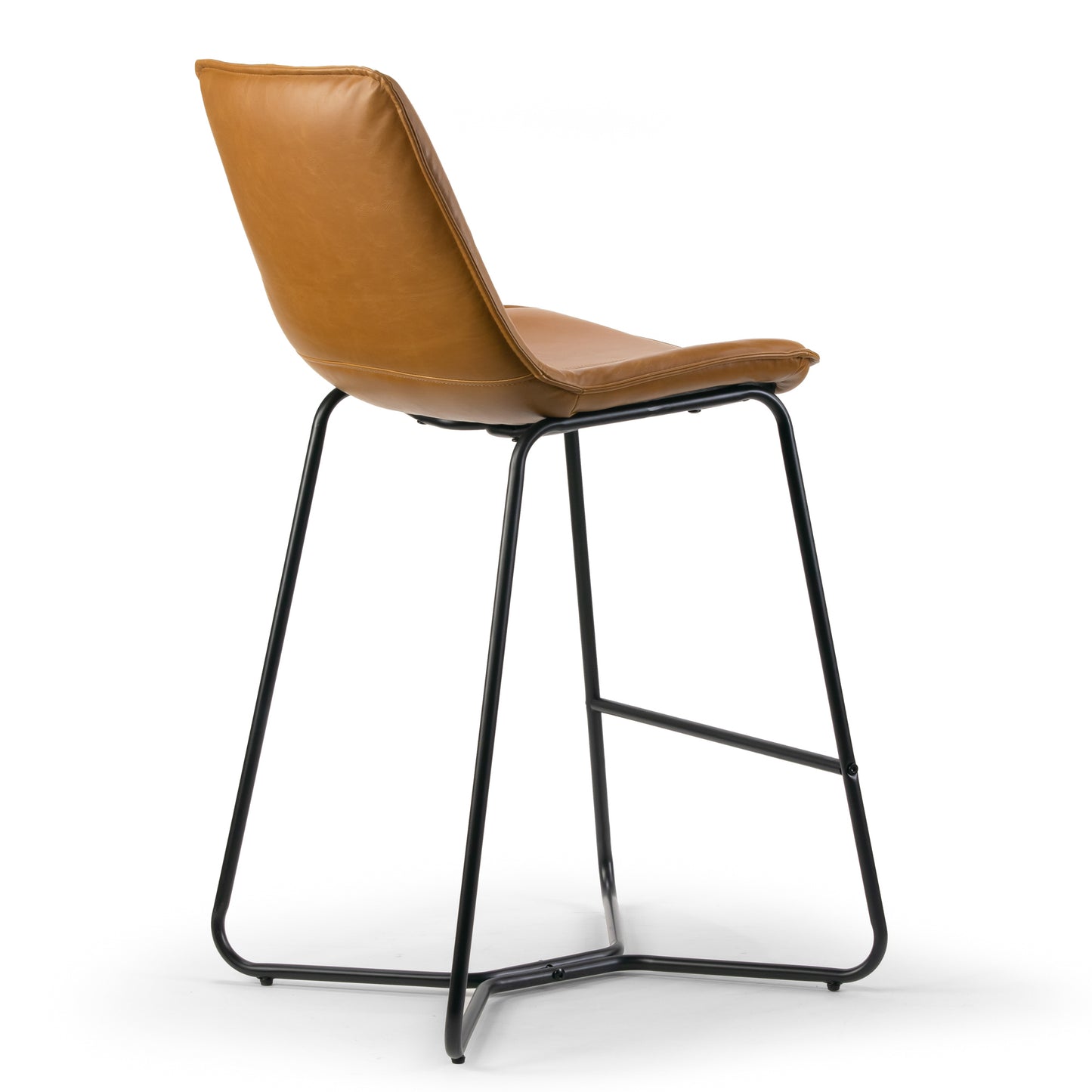 Set of 2 Amery Iron Frame Vintage Cappuccino Faux Leather Counter Stool