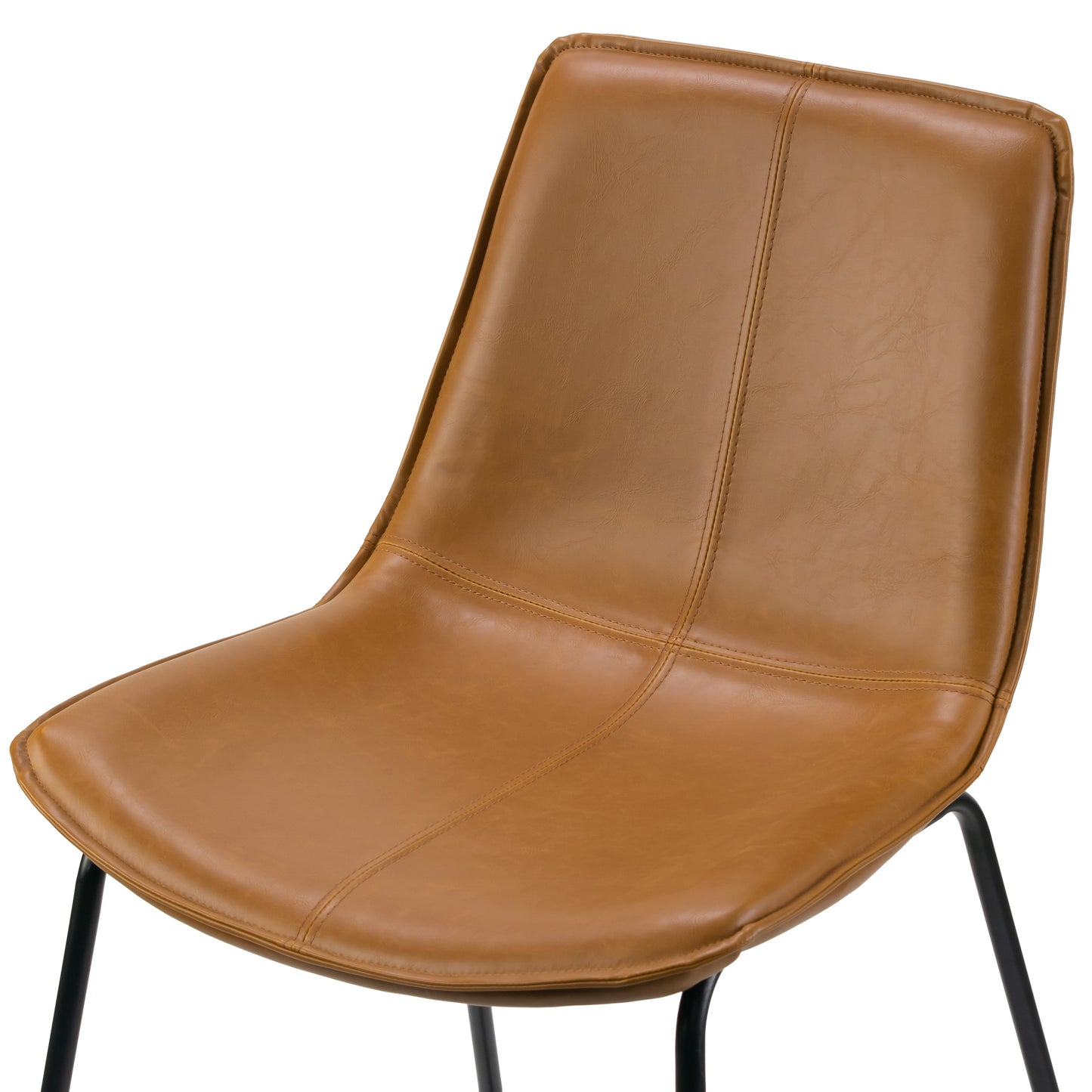 Set of 2 Amery Iron Frame Vintage Cappuccino Faux Leather Counter Stool