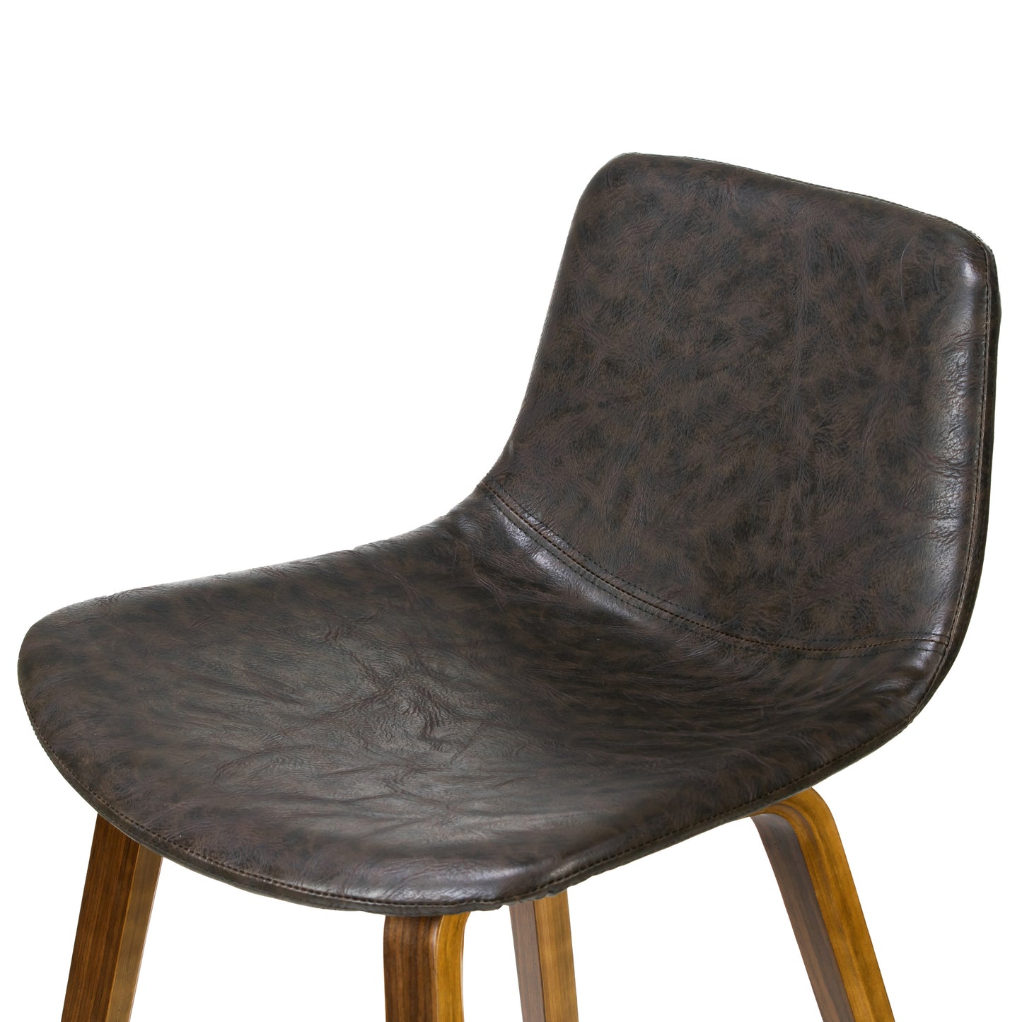 Set of 2 Alyn Modern Brown Barstool with Walnut Finish plywood Legs and Metal Footrest