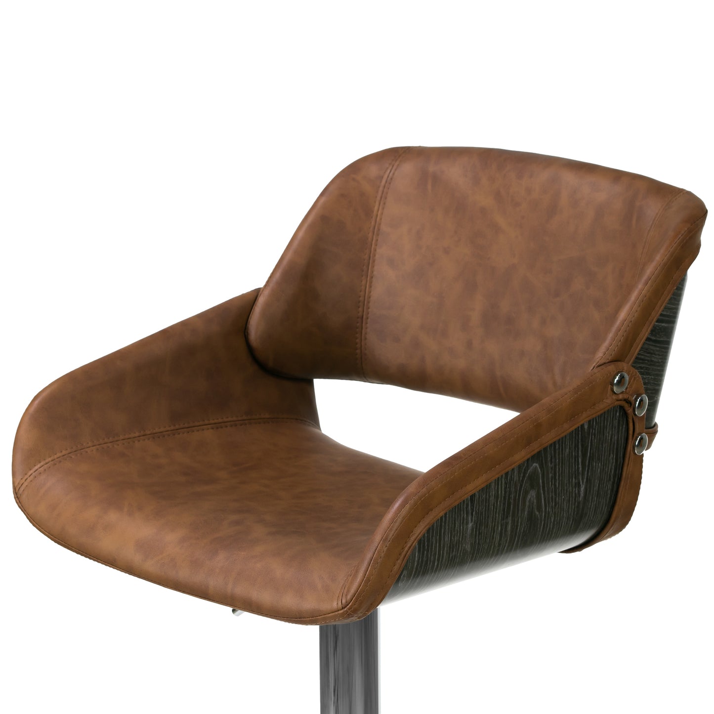 Amabel Brown Upholstered Adjust Height Barstool with Grey Bentwood Accent Back