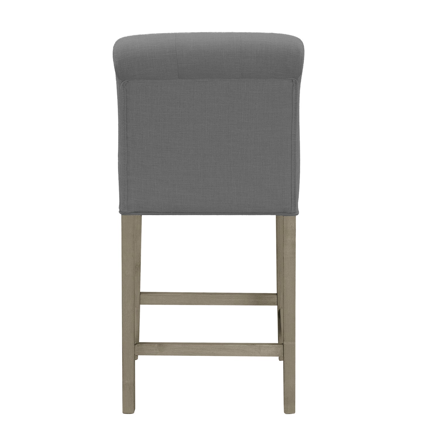 Set of 2 Aleen Grey Fabric Counter Stool with Roll Back Design and Tufted Buttons