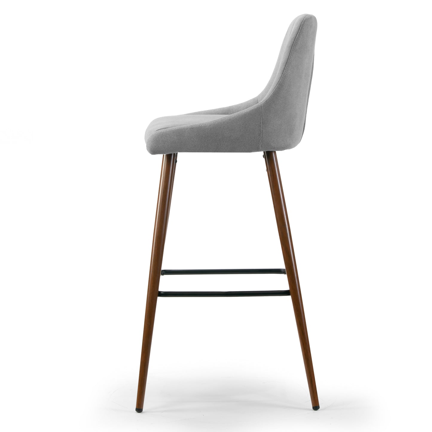 Set of 2 Amos Grey Fabric Barstool with Metal Frame and Legs