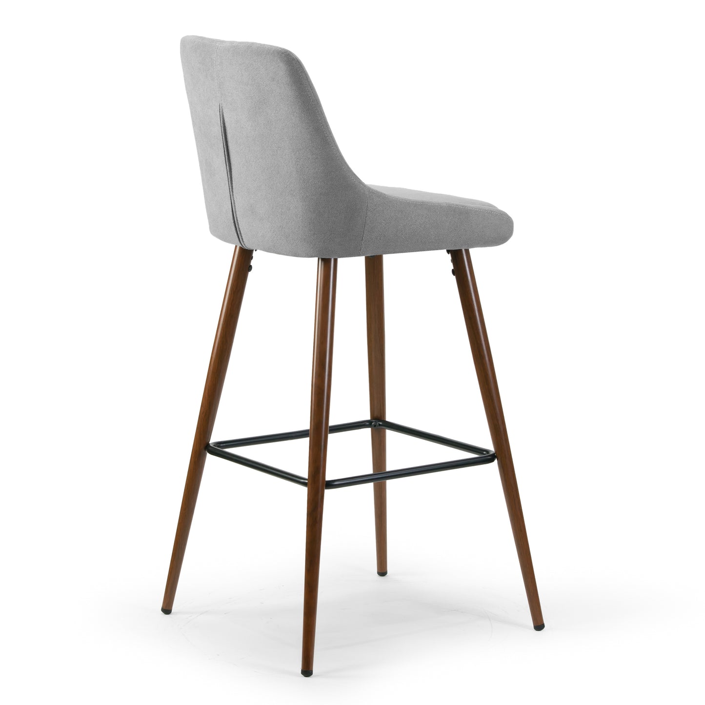 Set of 2 Amos Grey Fabric Barstool with Metal Frame and Legs