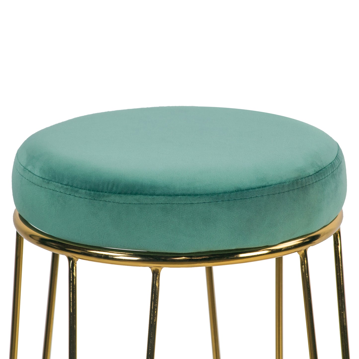 Set of 2 Angie Turquoise Velvet Bar Stool with Golden Metal Frame