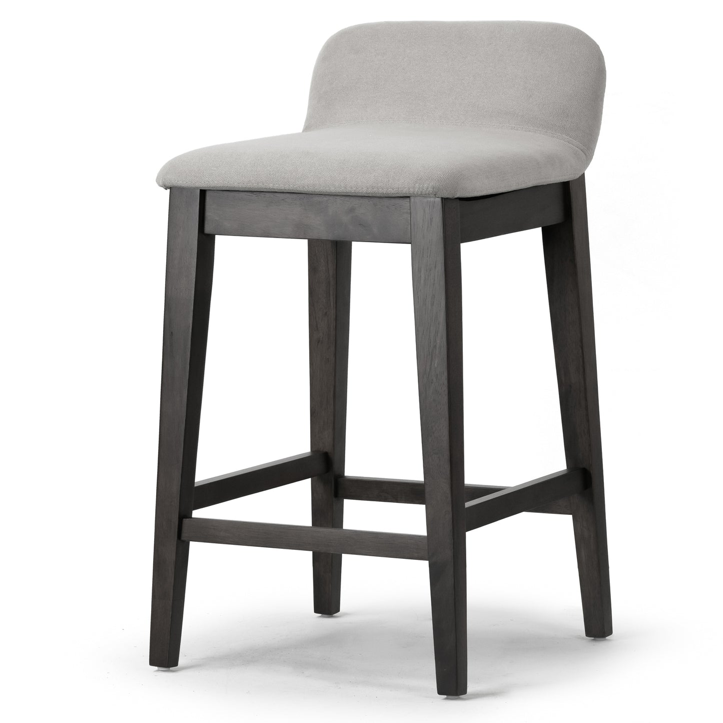 Set of 2 Atia Black Stained Rubberwood Counter Stool with Low Back Fabric Seat