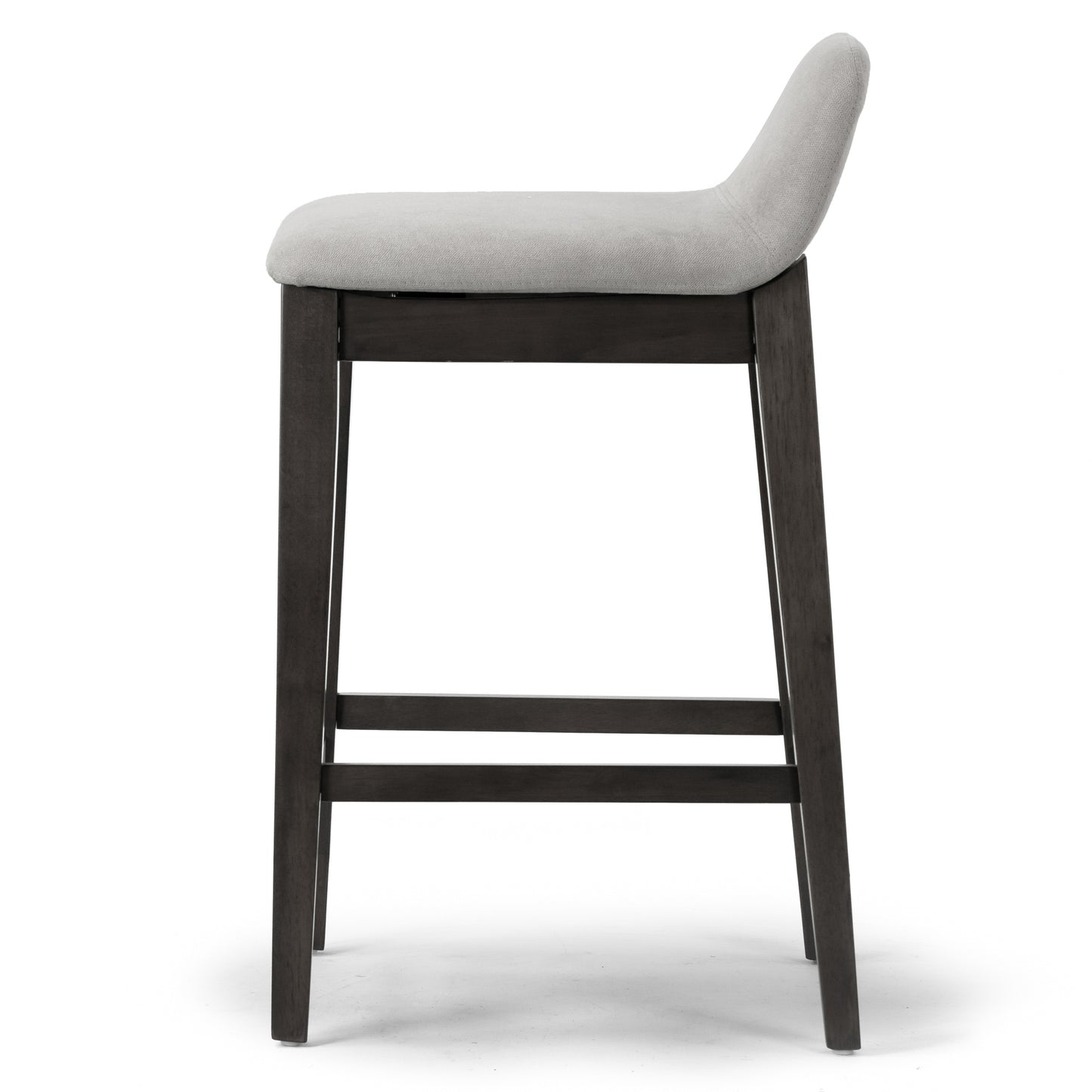 Set of 2 Atia Black Stained Rubberwood Counter Stool with Low Back Fabric Seat