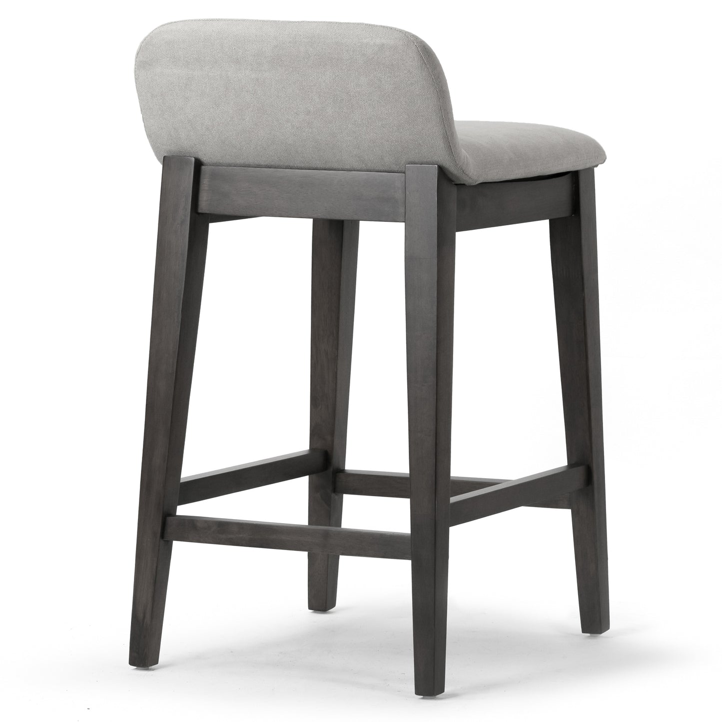 Set of 2 Atia Black Stained Rubberwood Counter Stool with Low Back Fabric Seat