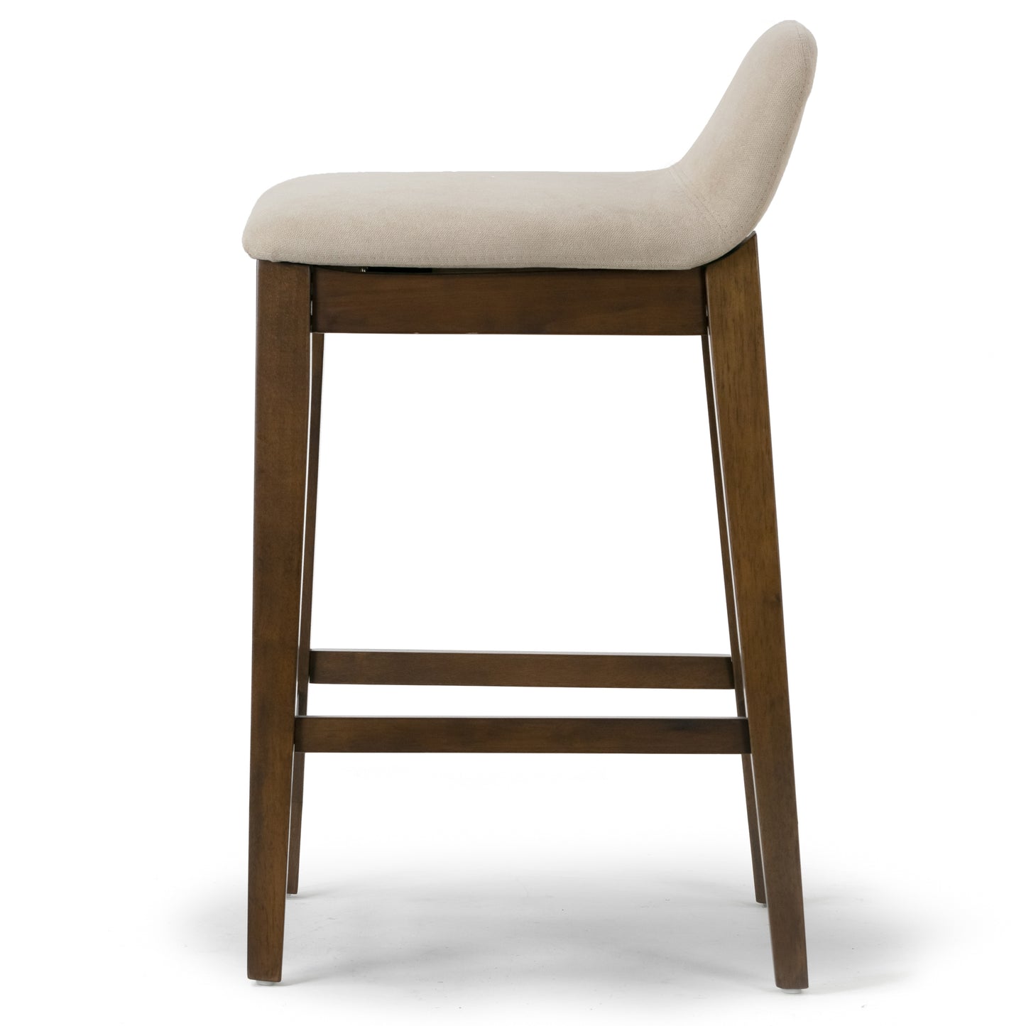 Set of 2 Atia Dark Brown Rubberwood Counter Stool with Low Back Fabric Seat