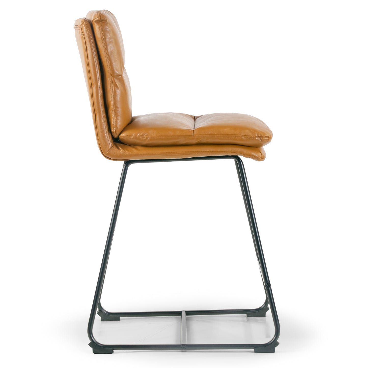 Set of 2 Aulani Light Brown Upholstered Metal Frame Counter Stool with Puffy Cushions