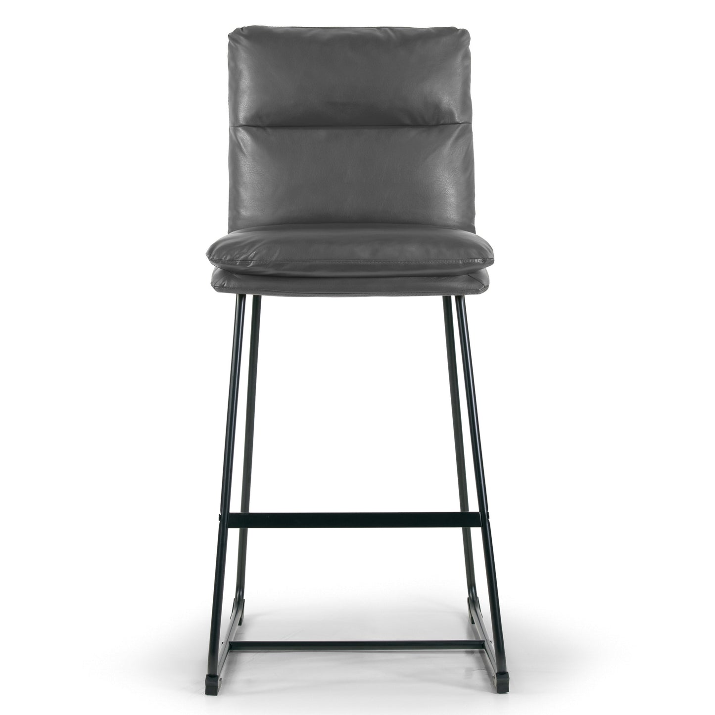 Set of 2 Aulani Grey Upholstered Metal Frame Bar Stool with Puffy Cushions