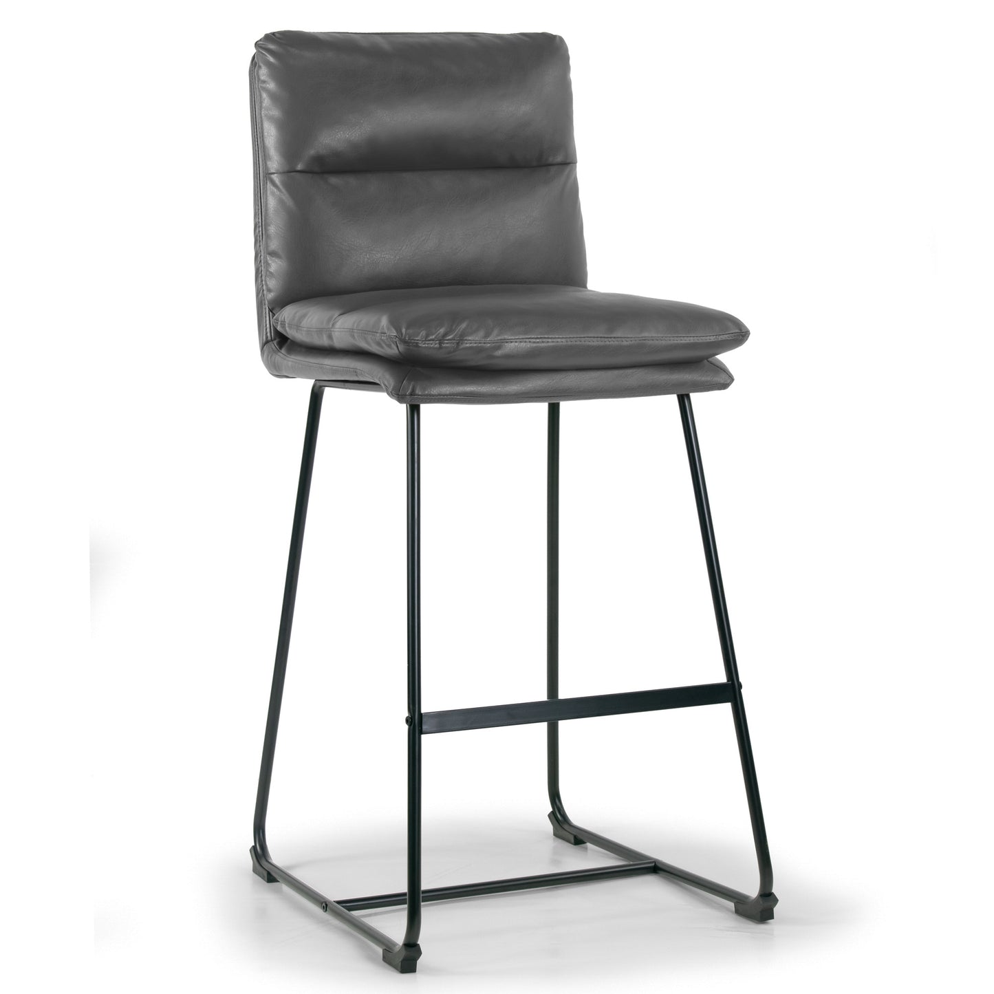 Set of 2 Aulani Grey Upholstered Metal Frame Bar Stool with Puffy Cushions