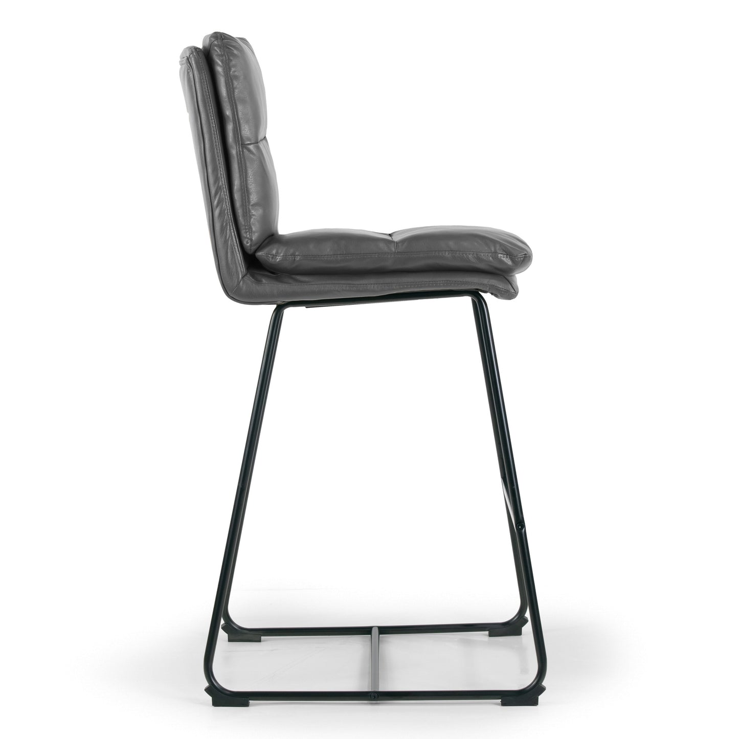 Set of 2 Aulani Grey Upholstered Metal Frame Bar Stool with Puffy Cushions